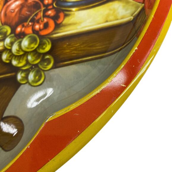 Vintage Round Metal Tray DAHER DECORATED WARE Made in England Fruit Flowers Ewer - Picture 6 of 12